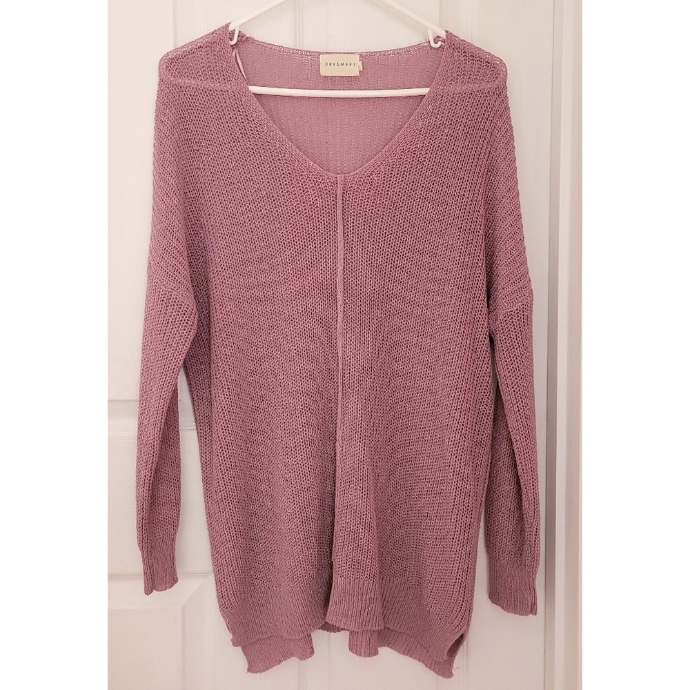 Dreamers Dusty Pink Boho Sweater Tunic Top Small